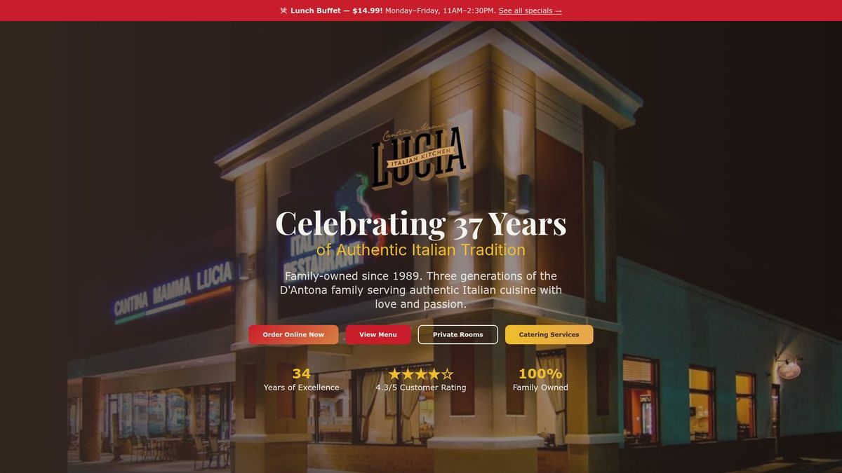 Cantina Mamma Lucia website homepage