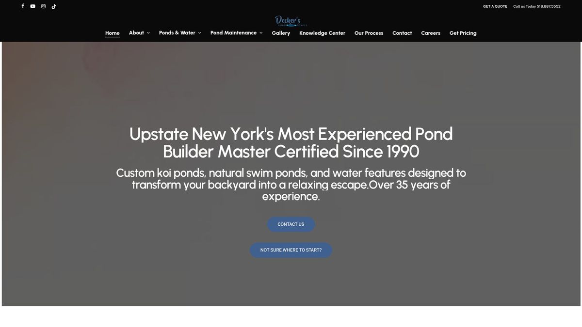 Decker's Pondscapes website screenshot