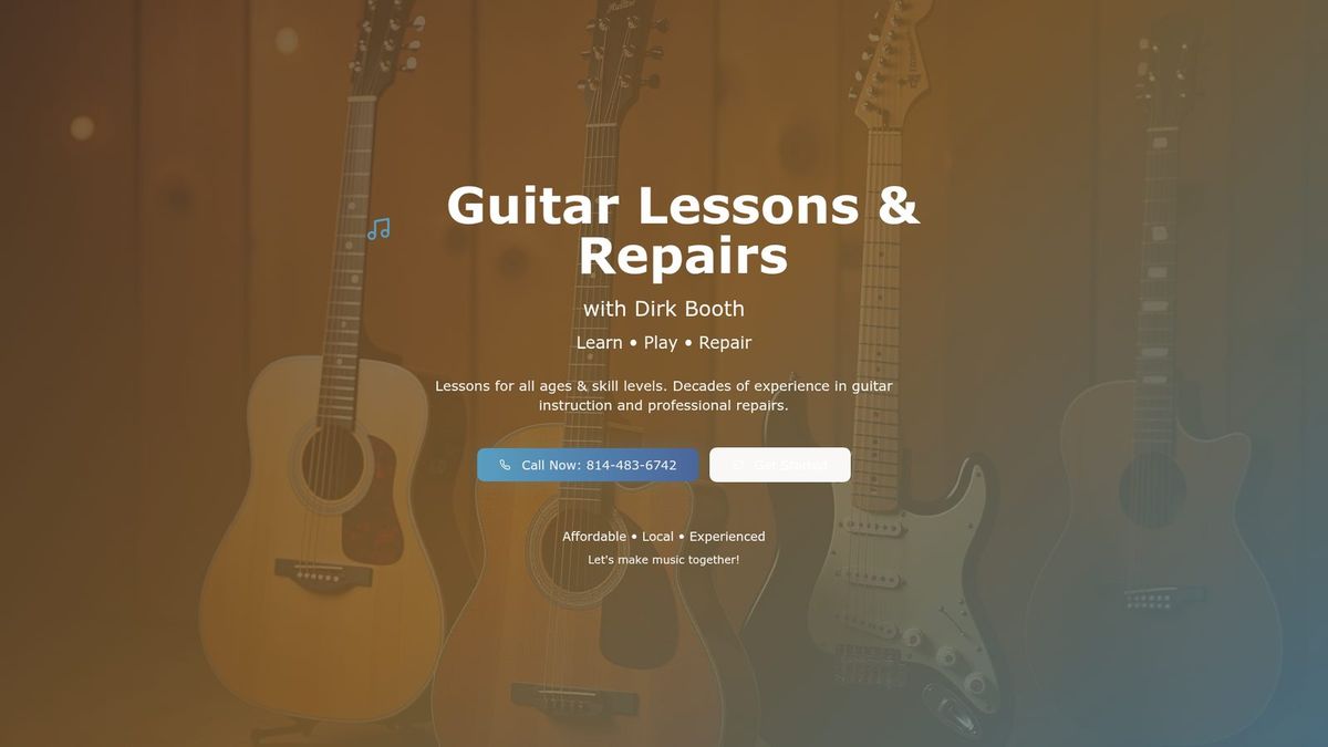 Dirk's Guitar Haven website homepage