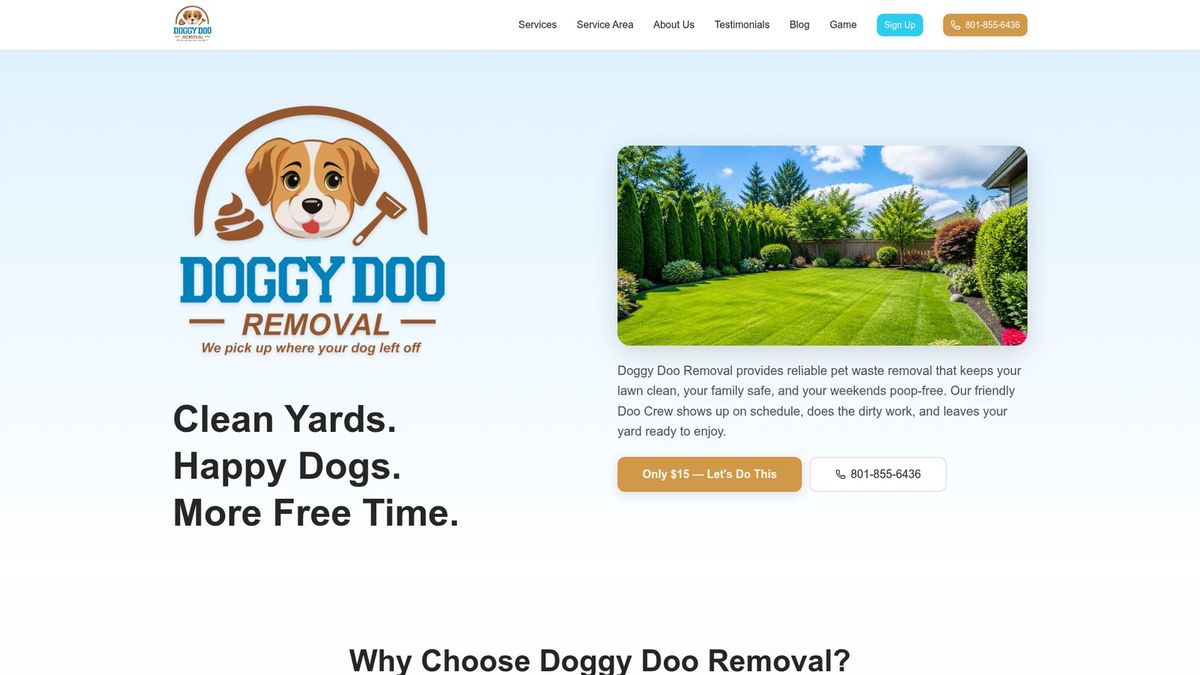 Doggy Doo Removal website homepage