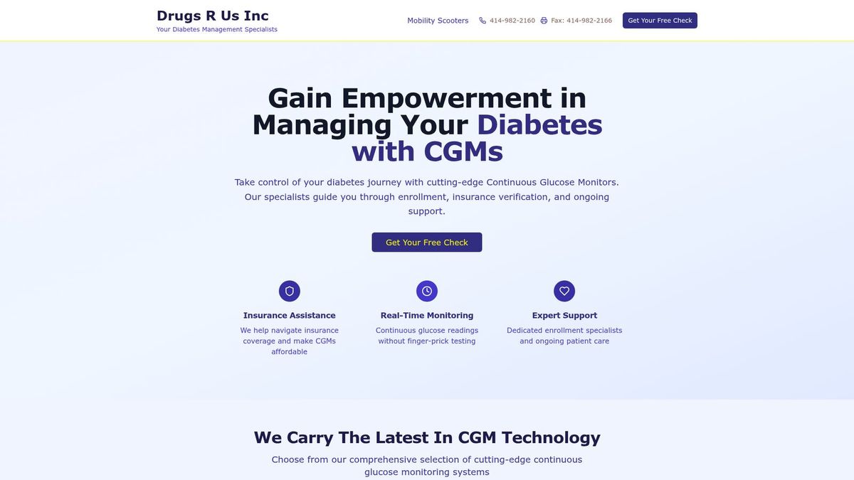 Drugs R Us CGM website homepage