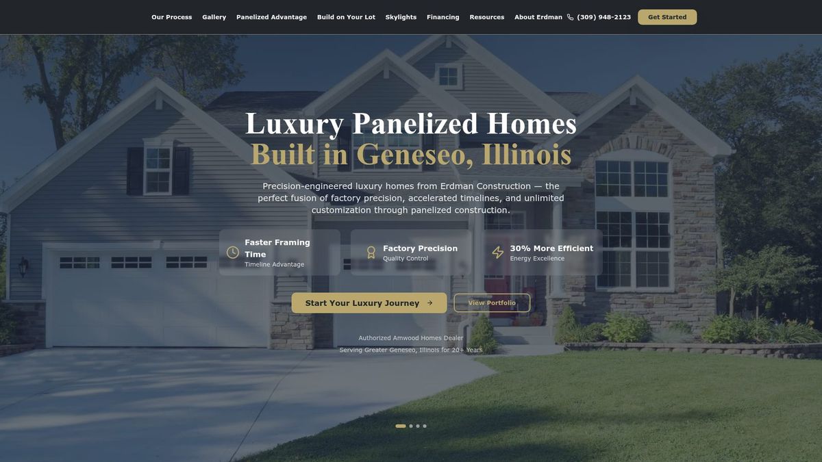 Erdman Construction website homepage