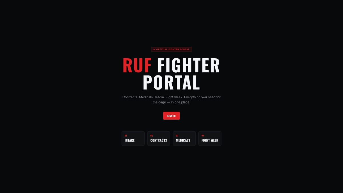 RUF Fighter Portal website homepage