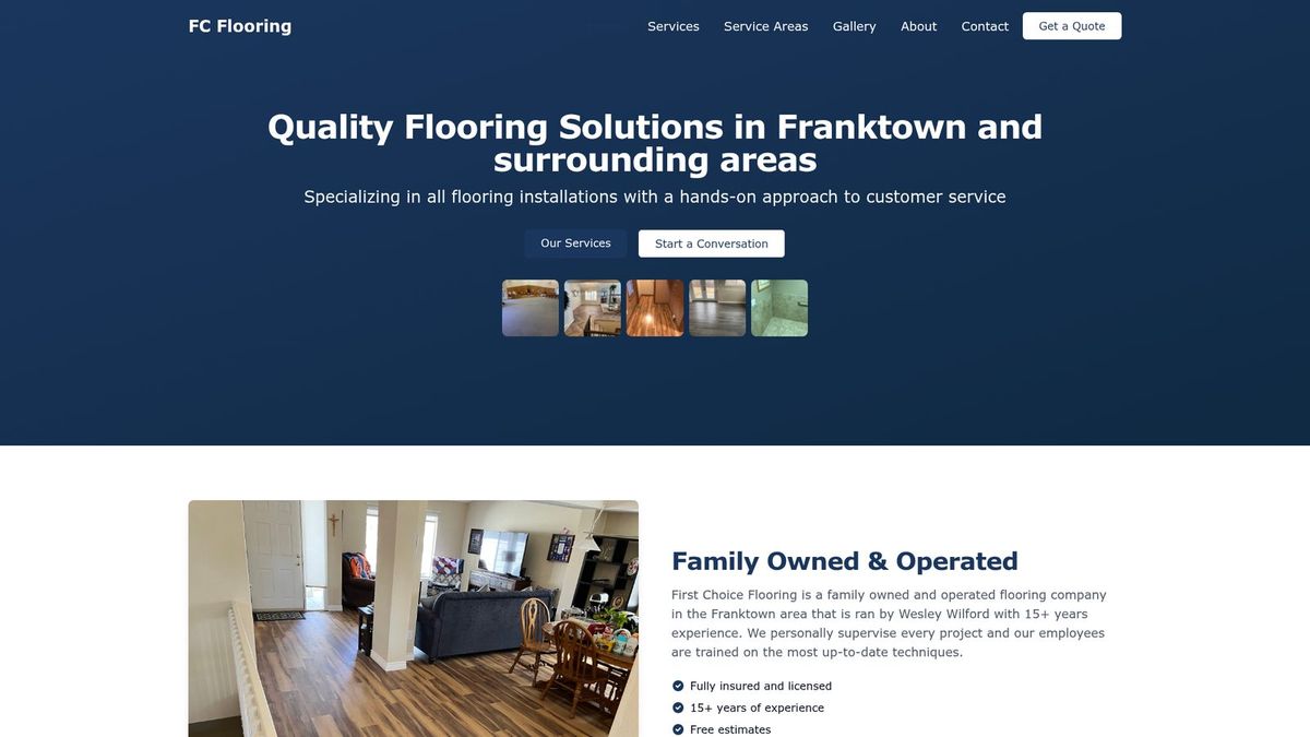 First Choice Flooring Solutions website homepage