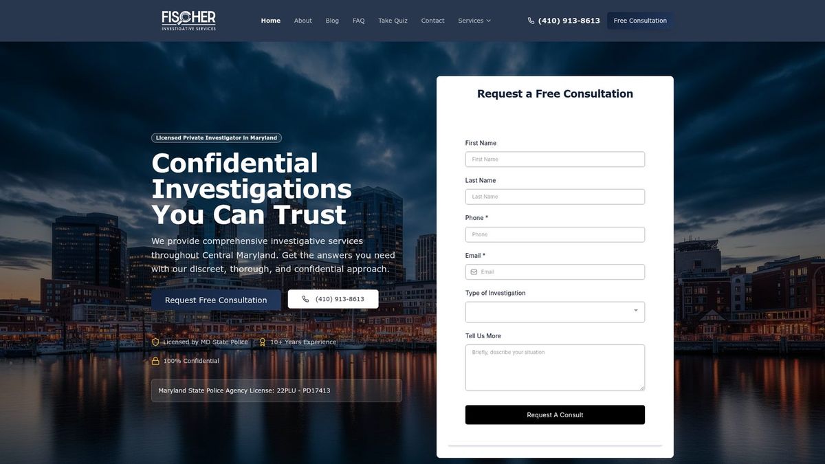 Fischer Investigative Services website homepage