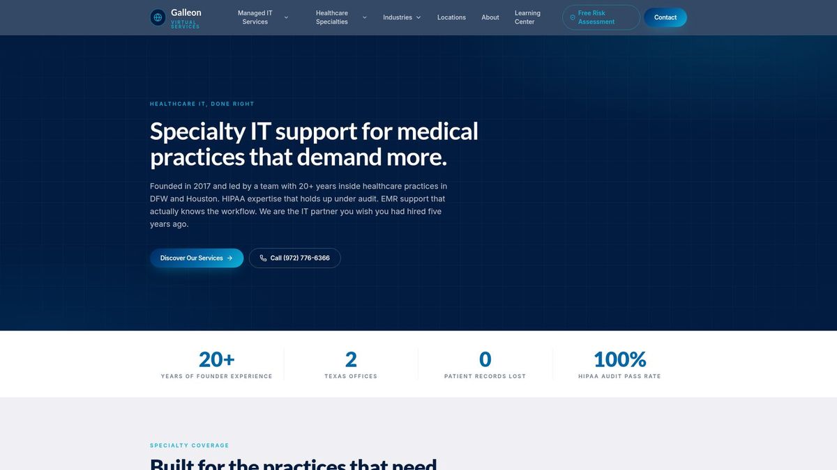 Galleon Virtual Services website homepage