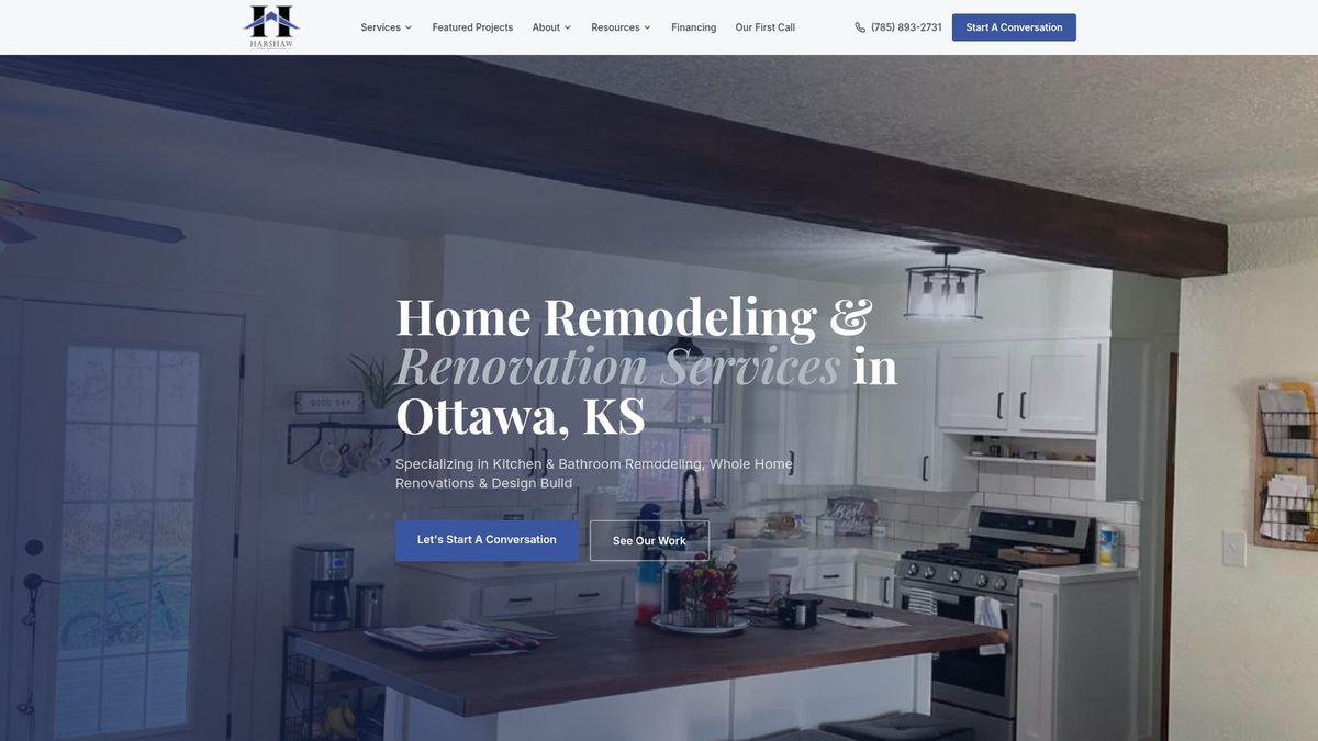 Harshaw Home Renovators website homepage