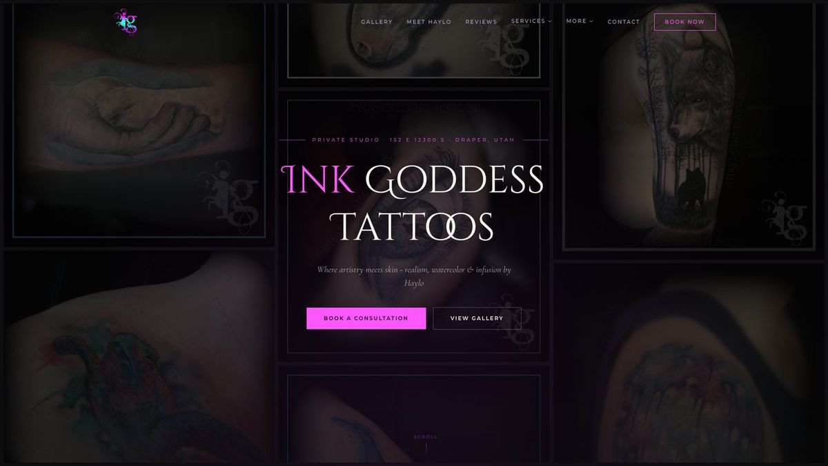 Ink Goddess Tattoo Studio website homepage