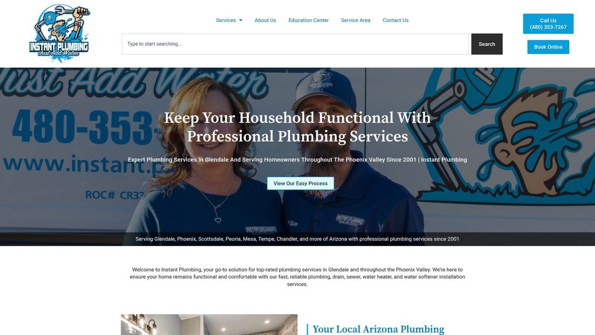 Instant Plumbing website screenshot