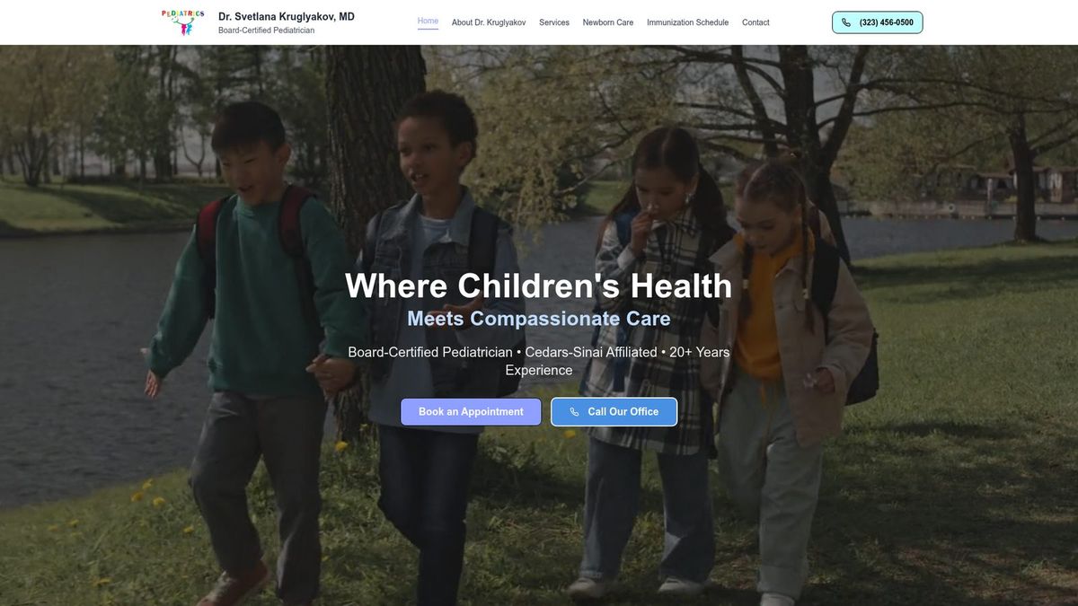 Dr. Kruglyakov Pediatrics website homepage