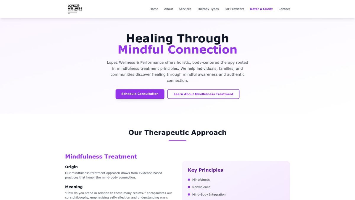 Lopez Wellness & Performance website homepage