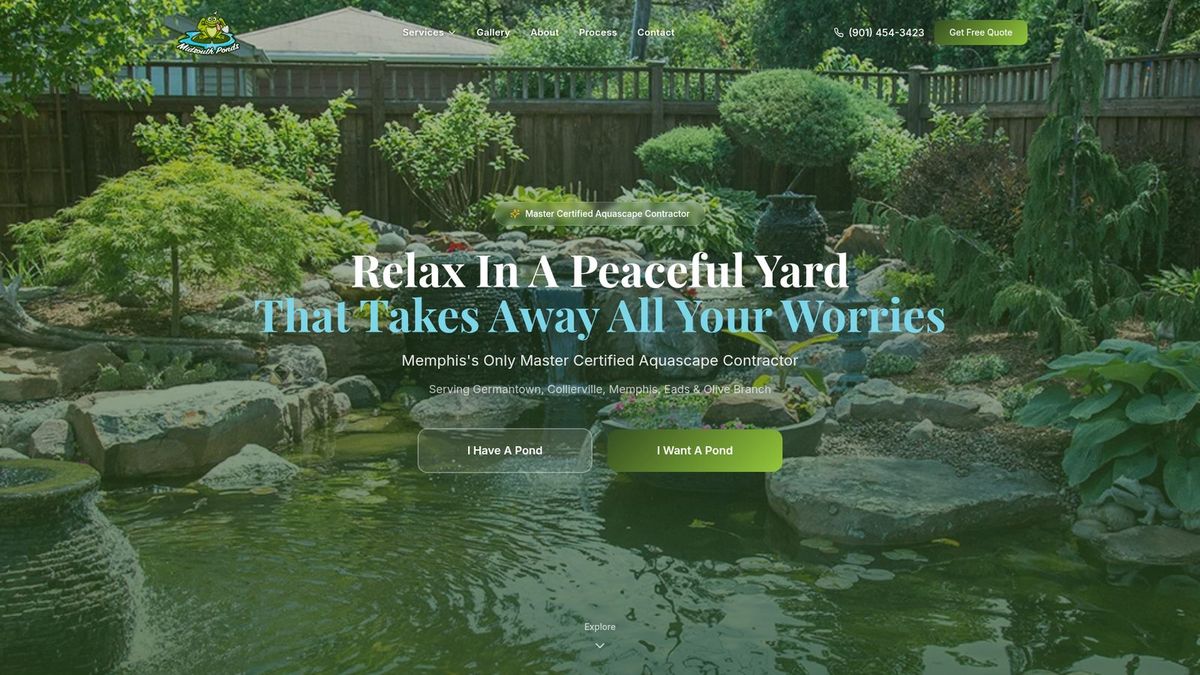 Mid South Ponds website homepage