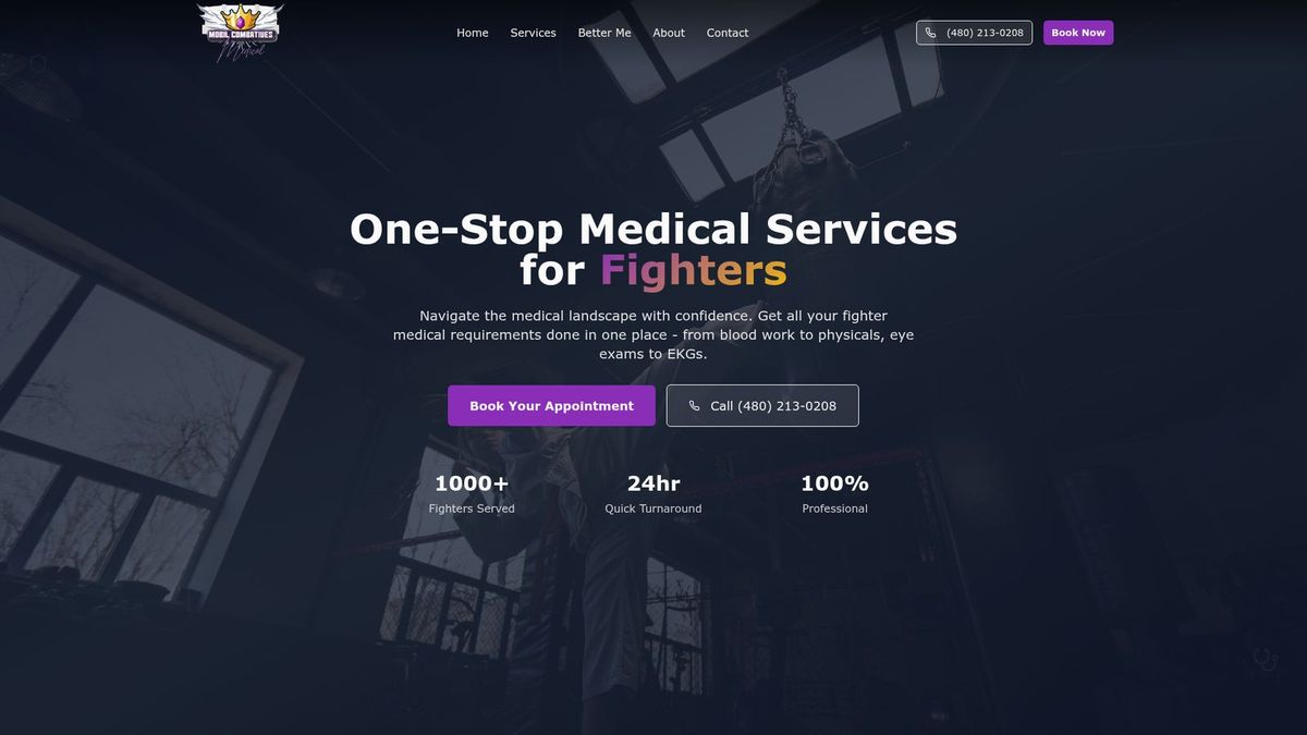 Mobil Combatives website homepage