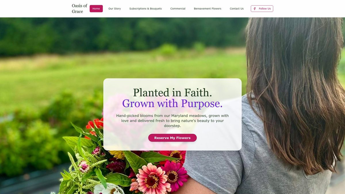 Oasis of Grace website homepage