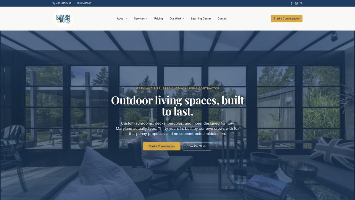Custom Design & Build website homepage