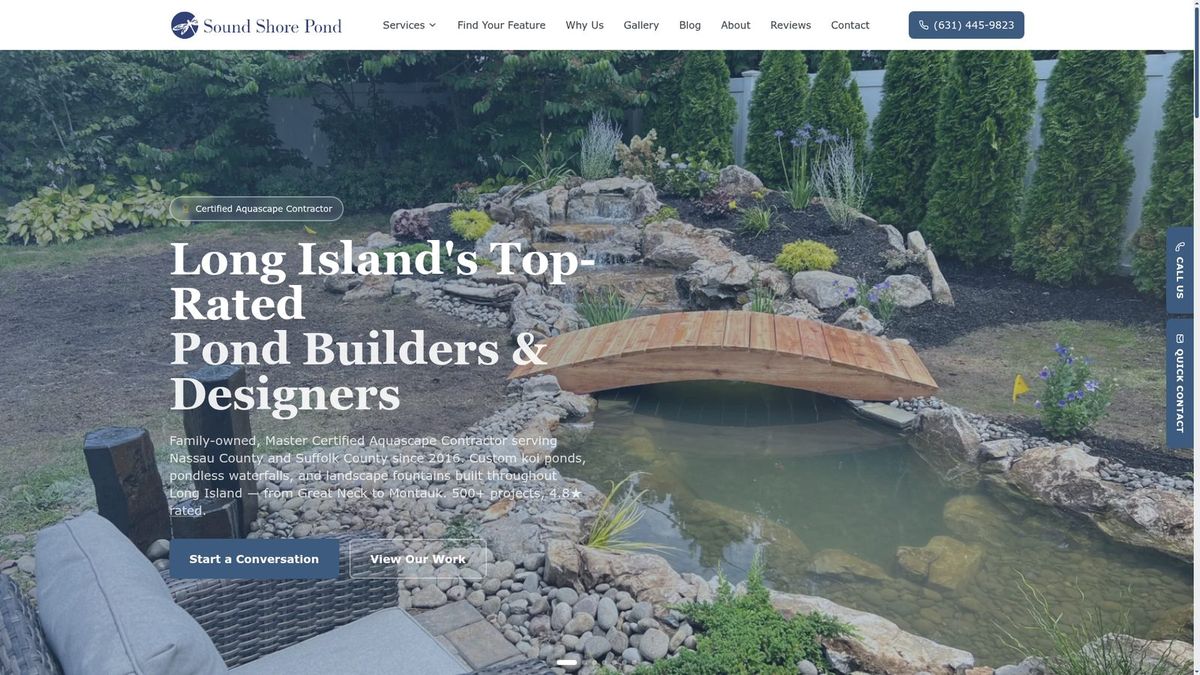 Sound Shore Ponds website homepage