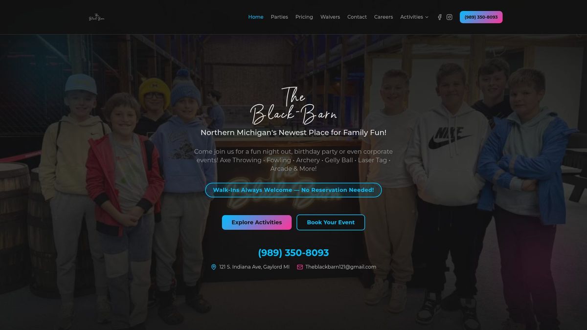 The Black Barn website homepage