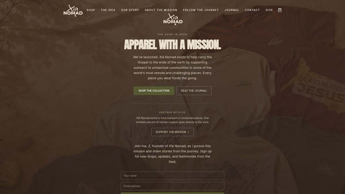 XIA Nomad website homepage